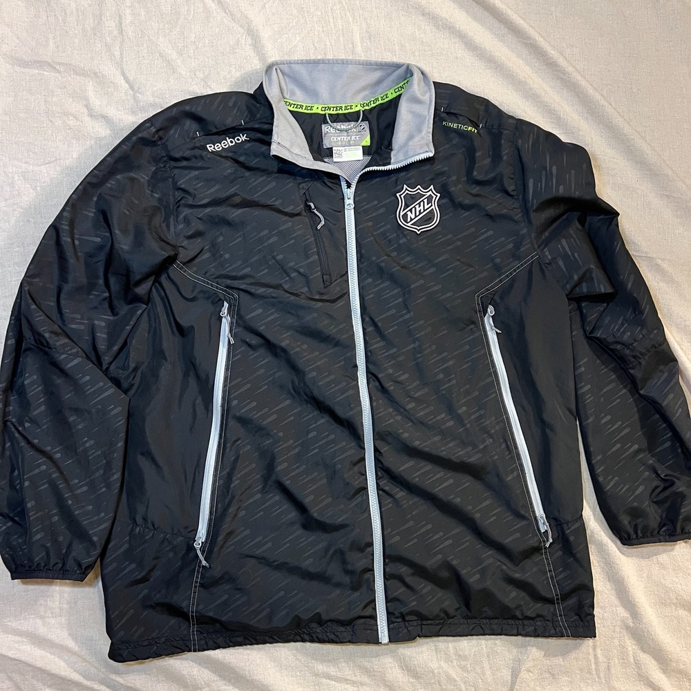Reebok NHL Center Ice KineticFit Jacket Mens XL Black Hockey Windbreaker Rink